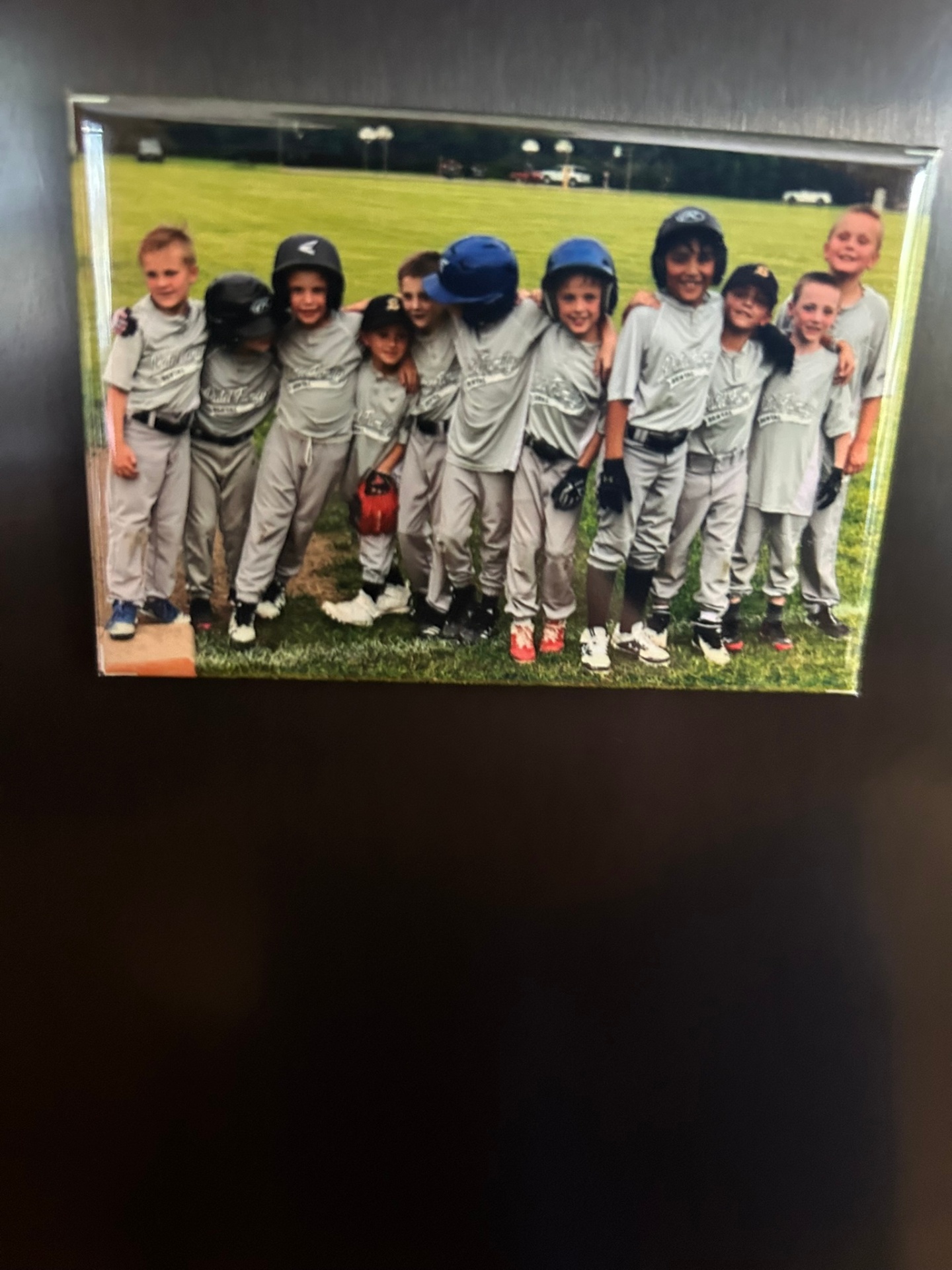 Kids baseball team photo magnet