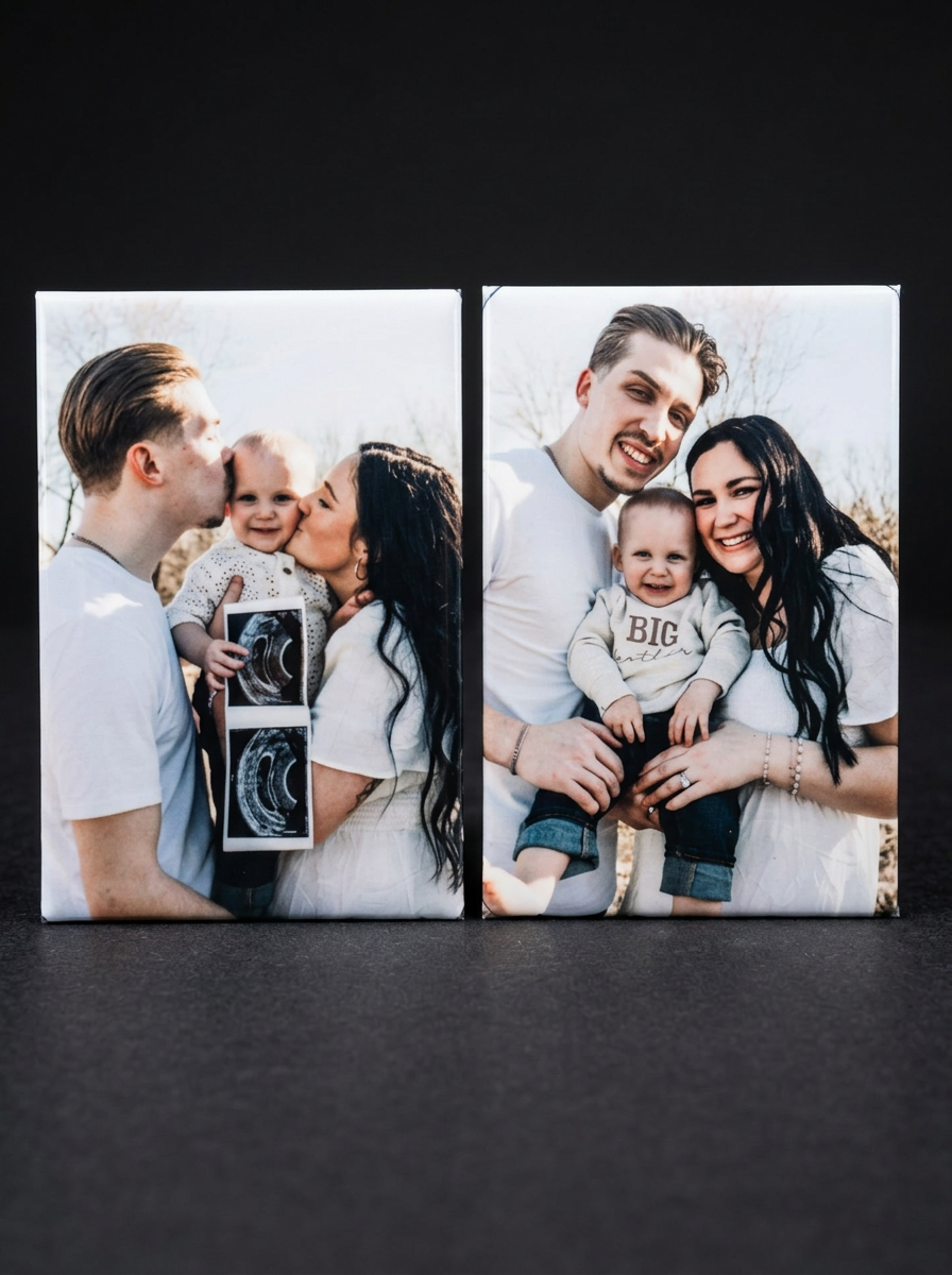 Family photo magnets side by side